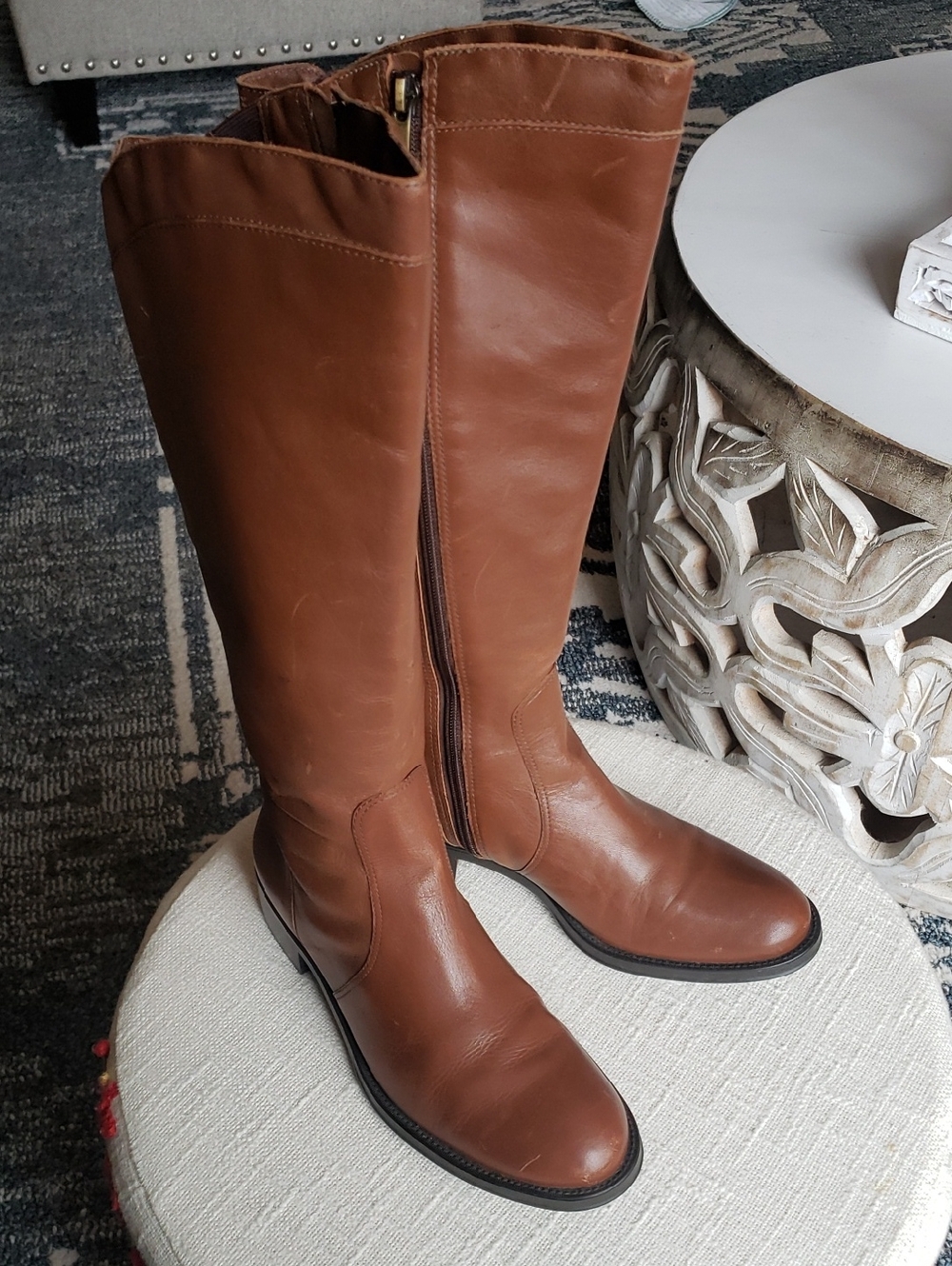 Andre Assous Brown Leather Knee High Riding Boots Size 38